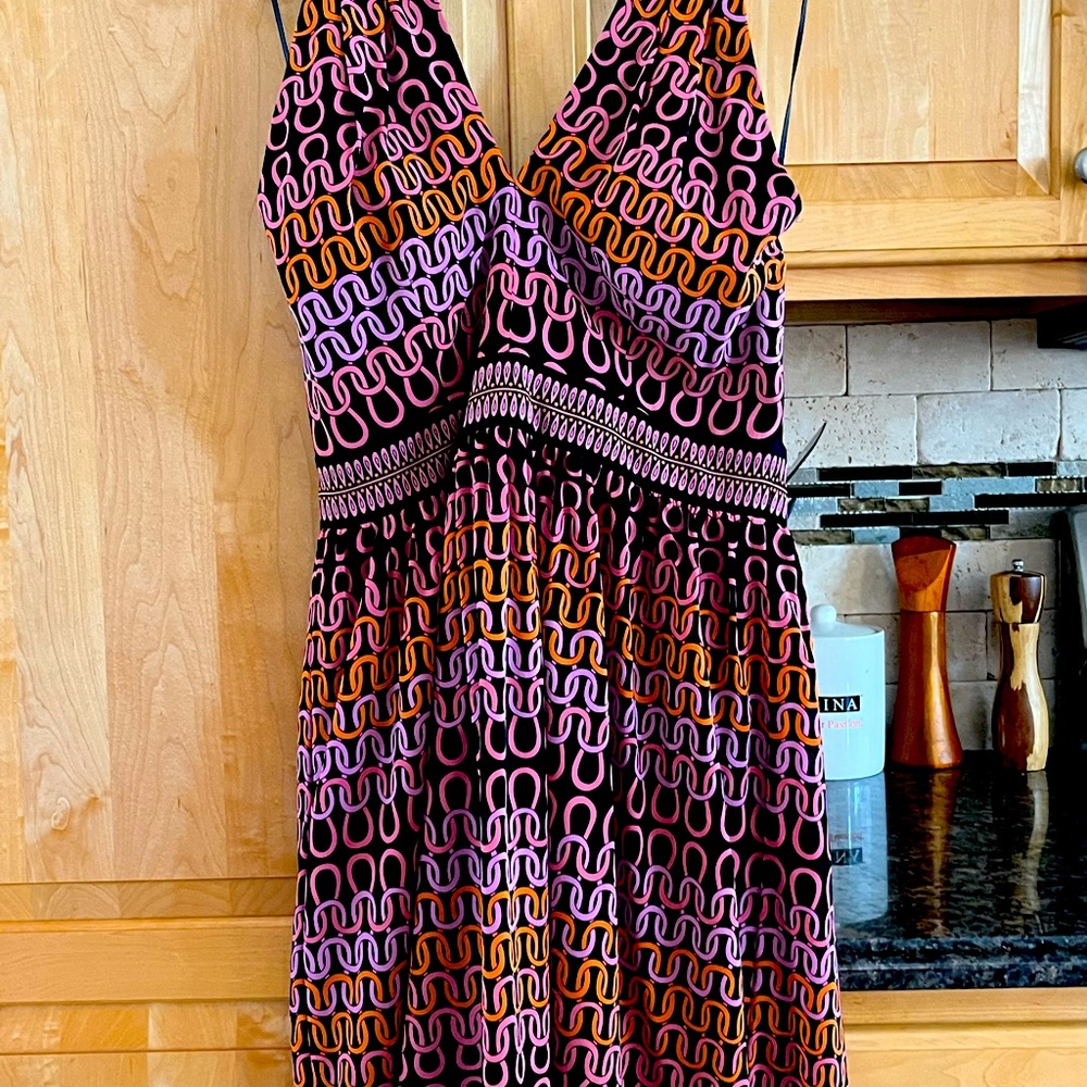 Trina Turk Halter Dress Size 8 Brown with design